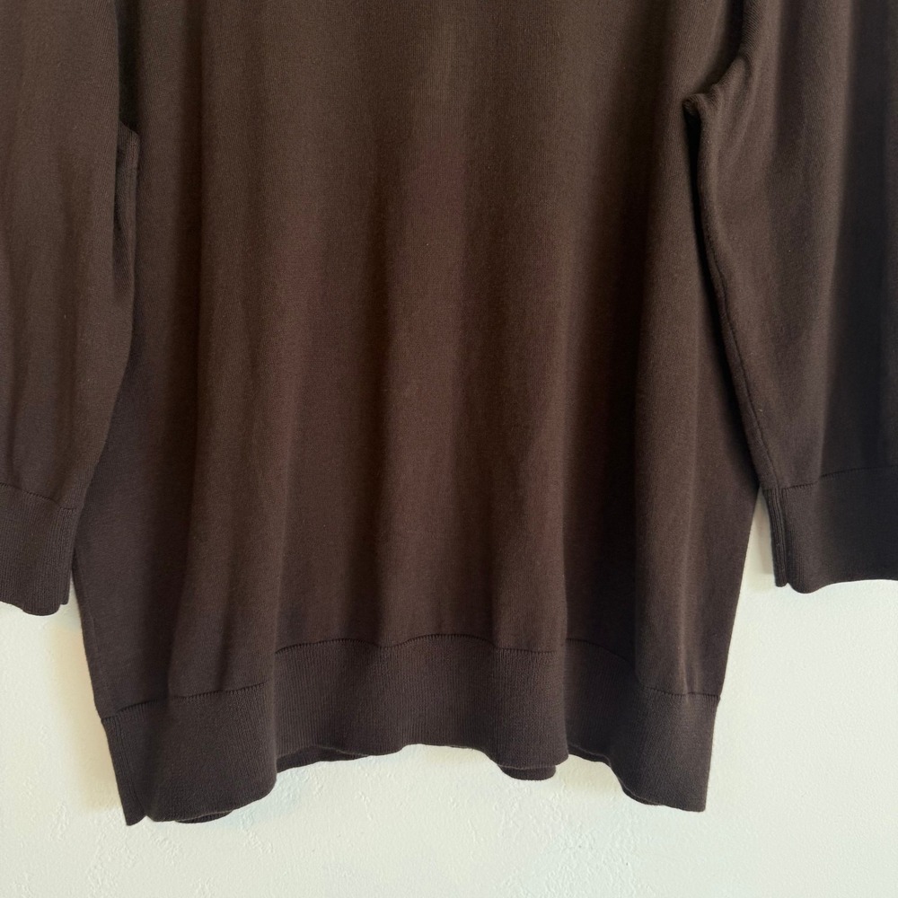 Talbots Woman Chocolate Brown Cardigan 2X Pima Cotton Dark Academia Preppy - Picture 7 of 13